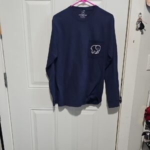 ivory ella Navy Long Sleeve Tee with Pocket Elephant